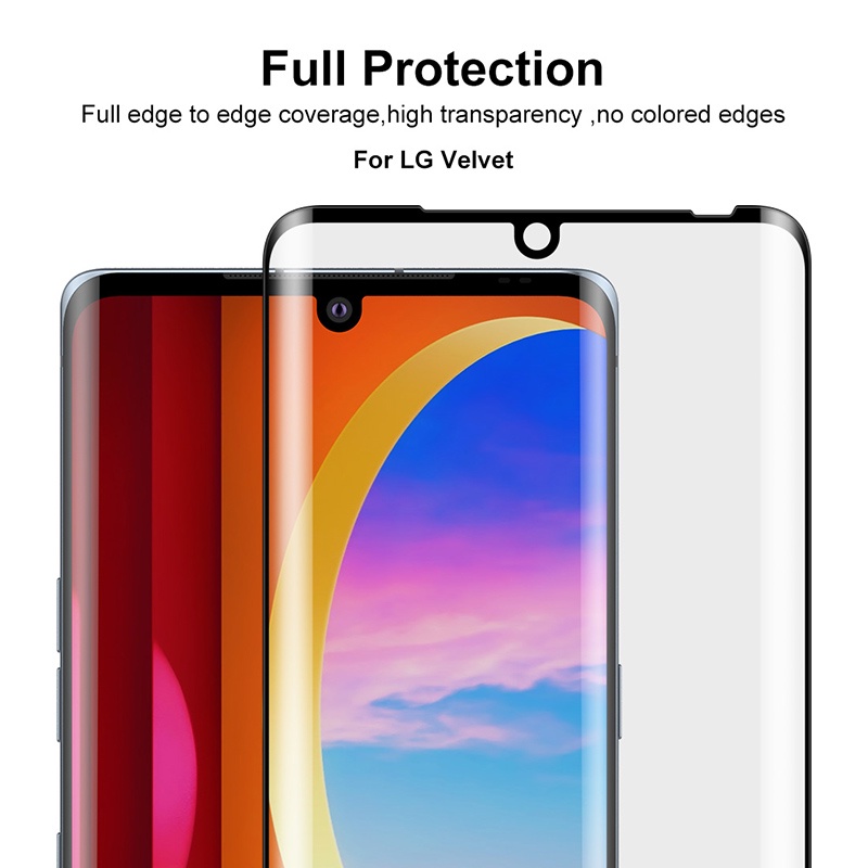 Pelindung Layar Tempered Glass 9H 3d Curved Full Cover Slim Anti Pecah Untuk LG Velvet