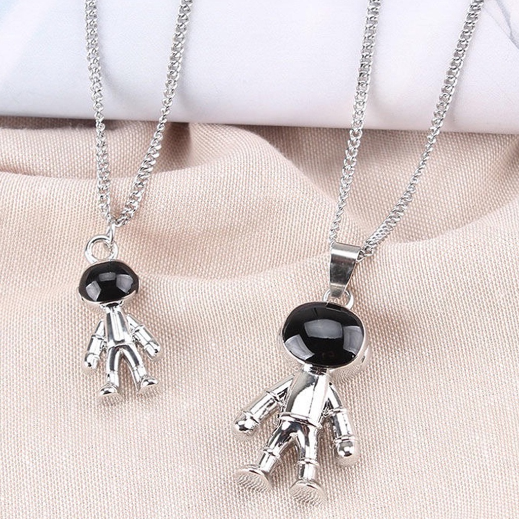 Hu Hu Hu Hu Hu Alat Bantu Pasang Kacamata♡ Kalung Rantai Liontin Bulat Motif Astronot Untuk Unisex / Pria / Wanita