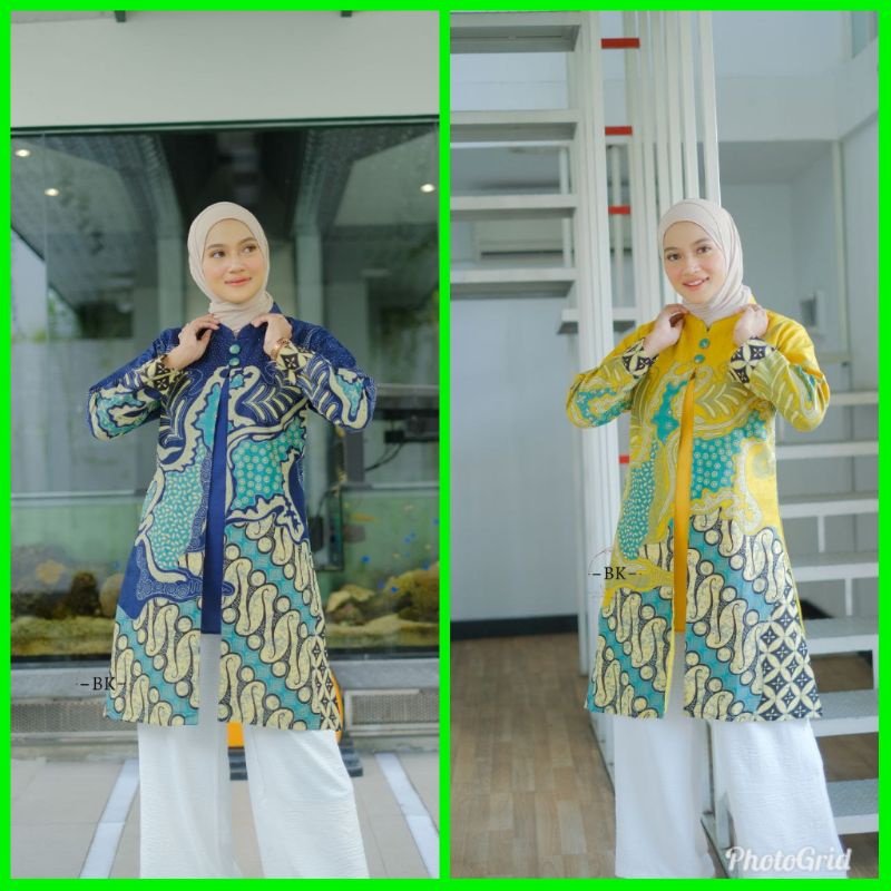 TUNIK CARDIGAN SERAGAM TUNIK BATIK WANITA DRESS BATIK WANITA BAJU ATASAN WANITA CANTIK ELEGAN DAN BE
