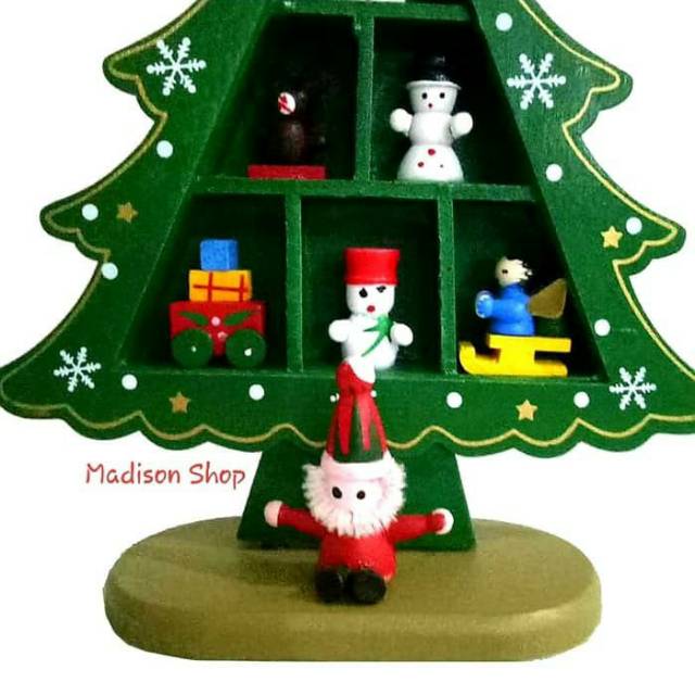 Pohon Natal Kayu Besar Santa Snowman Hiasan Ornamen Dekor Garland Gift