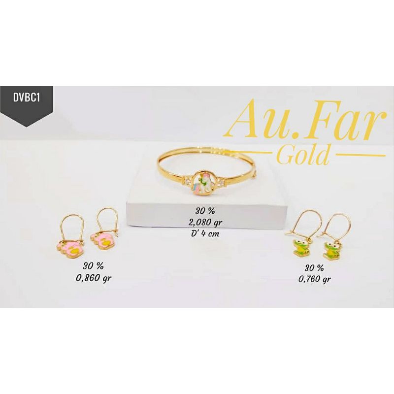 Fashion Aksesoris Wanita Perhiasan Gelang Emas Anak kadar 300 dan Anting Emas Anak kadar 300