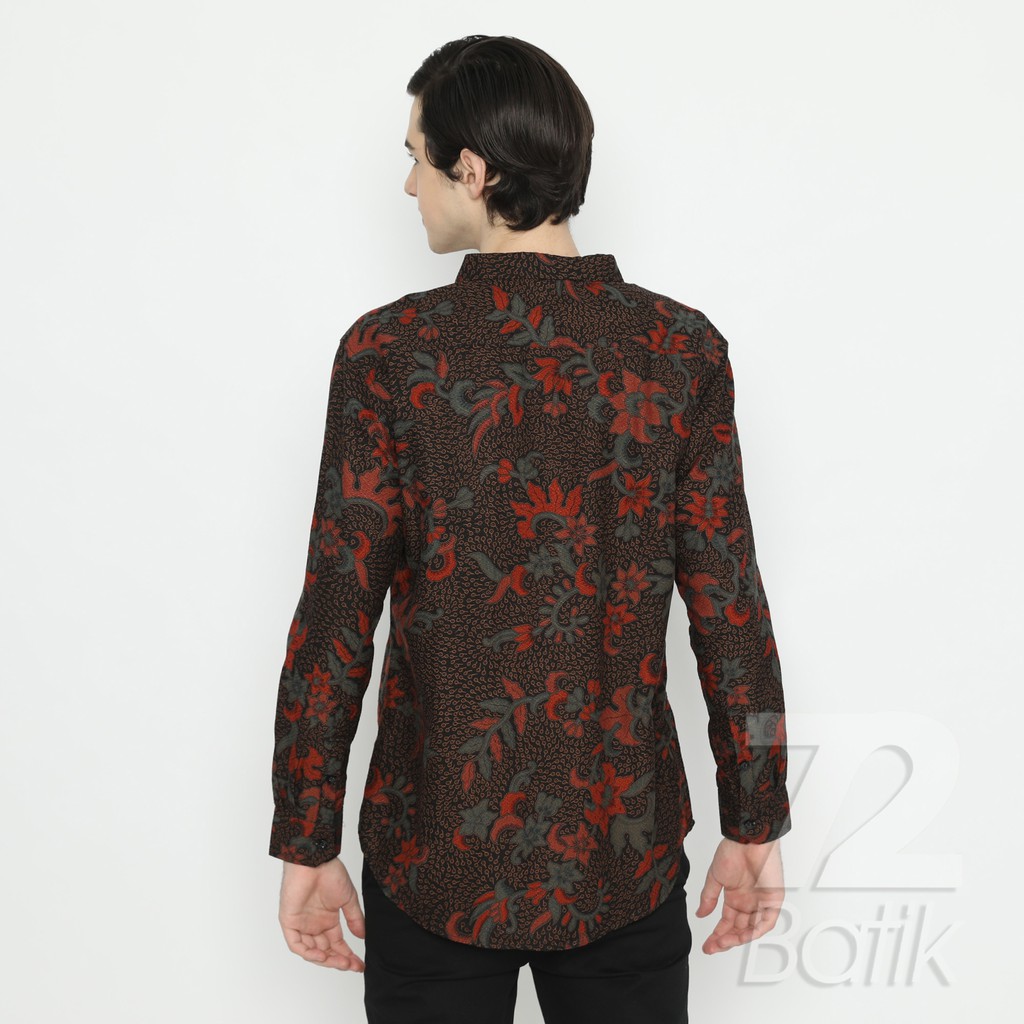 BATIK PRIA LENGAN PANJANG Kemeja Slimfit Premium Dobby Dby Dobi Dobbi Hitam Merah 724770 Cap 72 - Baju Kemeja Atasan Pakaian Setelan Batik Pria Cowok Laki Laki Remaja Keluarga Kantor Lengan Panjang Modern Slimfit Slim Fit Premium Kekinian