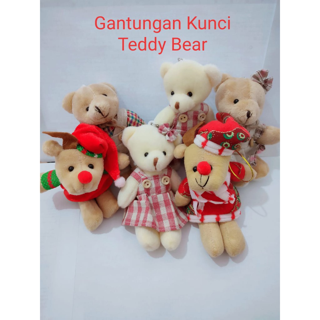 Gantungan Kunci Tas Teddy Bear Lucu Key Chain Souvenir Beruang Kotak Christmas