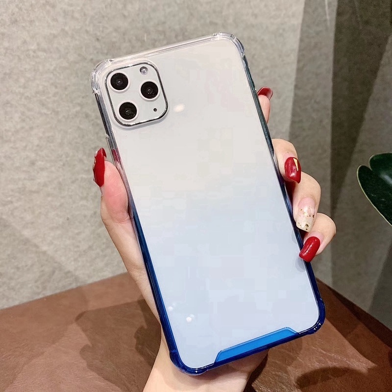 Hard Case Transparan Gradasi Untuk iPhone 7 8 Plus XS Max XR 11 12 13 Pro Max