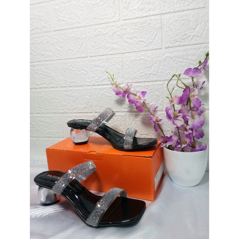 Sandal Hak Kaca wanita 7cm Quality premium Kasmag RN 701