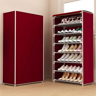 Shoe Box Simple Multi Layer Shoe Rack With Zipper Dormitory Household Dust Cloth Cabinet Door Assembly Receive Ark Shopee Indonesia