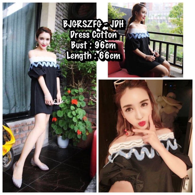 BJGRSZFG Dress hitam, dress sabrina, black dress, dress polos, casual dress, dress pantai