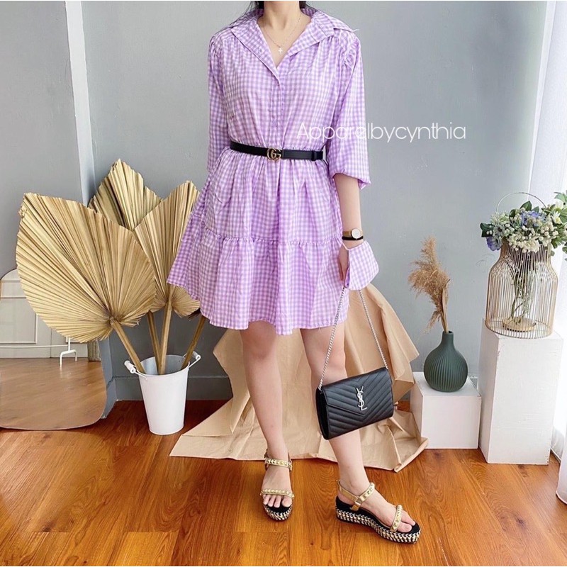 Livina Square Korean Dress Lilac