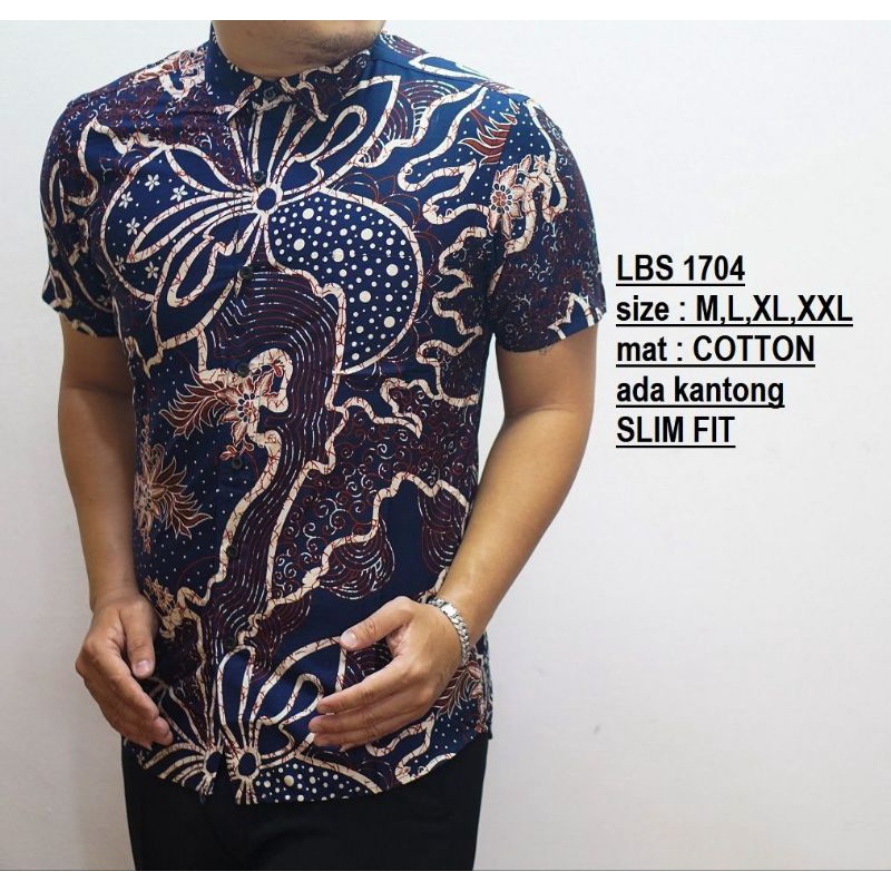 LBS615 KEMEJA BATIK PRIA SLIM FIT LENGAN PENDEK LUIGIBATANI