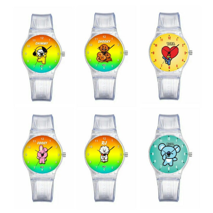 Jam Tangan anak Perempuan BT21 BTS Karakter Lucu keren Kekinian Fashion KPOP Terbaru harga grosir mu