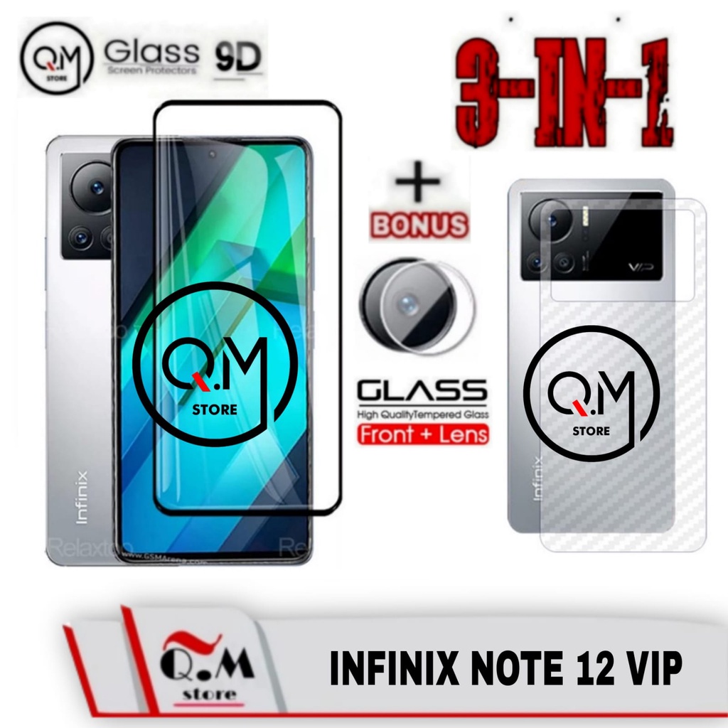 Paket 3in1 Tempered Glass Infinix Note 12 VIP Anti Gores Pelindung Layar