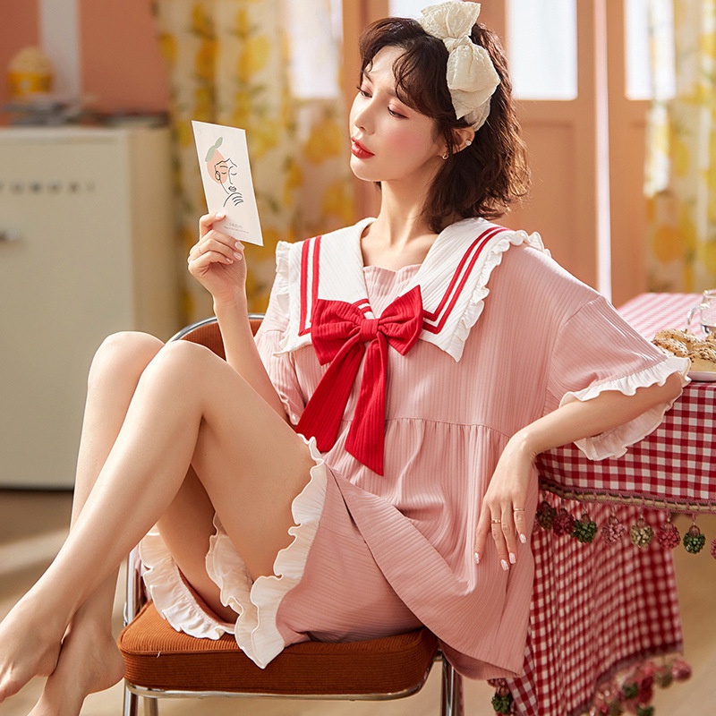 MR-05 set piyama sailor baju tidur wanita lengan pendek renda lolita import korea jepang