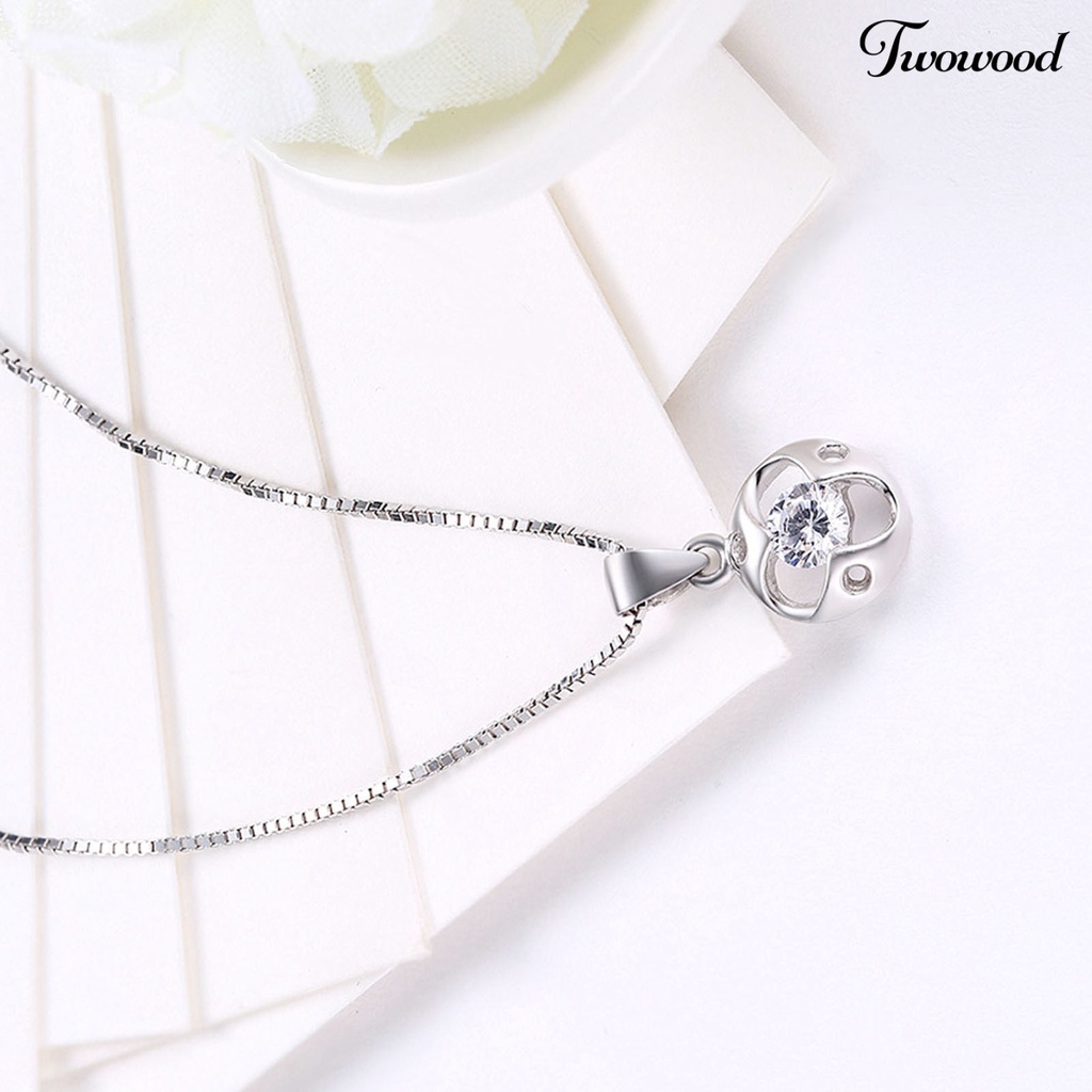 Kalung 925 Silverhoo Bentuk Lingkaran Model Hollow Bahan Cubic Zirconia Untuk Pesta