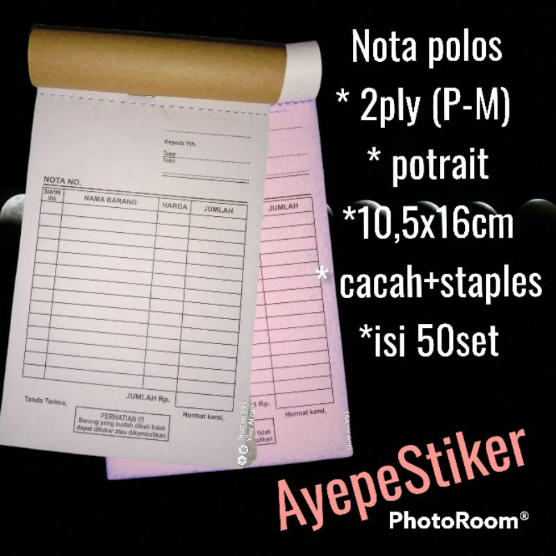 

NOTA KONTAN 1/4 FOLIO