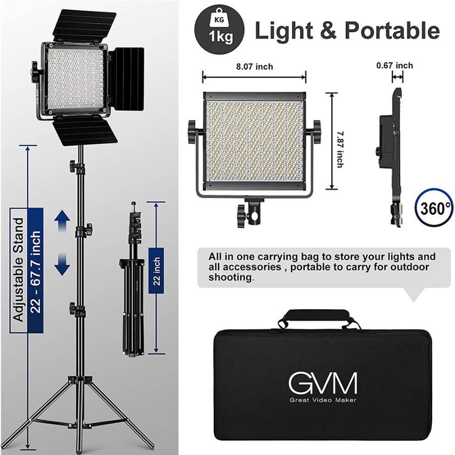 GVM 850D RGB 3-pcs Hight Beam Bi-Color &amp; Hight Power LED Video Light