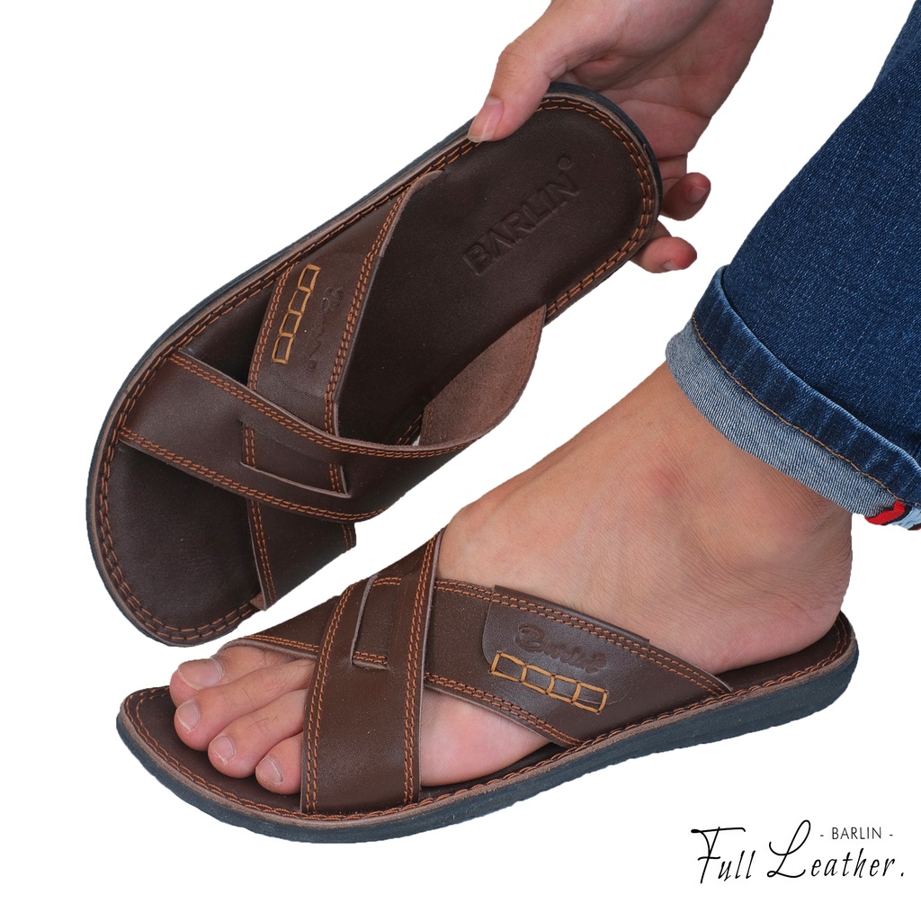 Sandal Kulit Asli Pria - Sendal Pria Casual Original Barlin