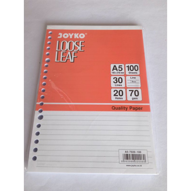 

kertas loose leaf isi binder joyko a5 100 lembar