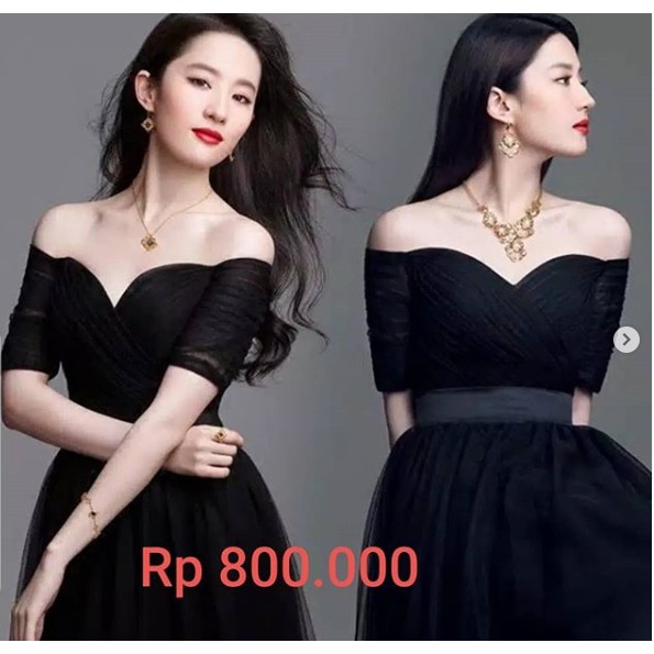 Gaun pengantin gaun pesta model sabrina