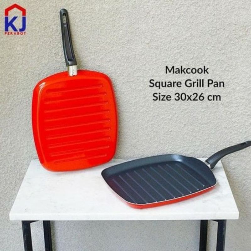 (COD/FREE ONGKIR) GRILL pan makcook teflon 30cm Alat bakar panggang anti lengket asli tebal