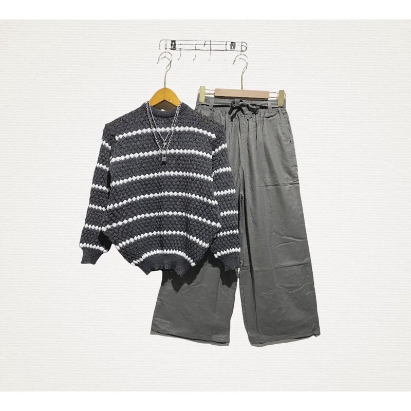 CHESSY SET + KESSIE SET  ( ATASAN + CELANA ) / BEST SELLER / BISA COD-Dark grey -Dark grey