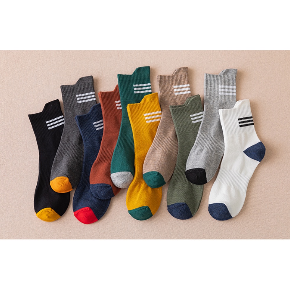 Kaos Kaki Pria High Quality Striped Solid Color Socks SCH029