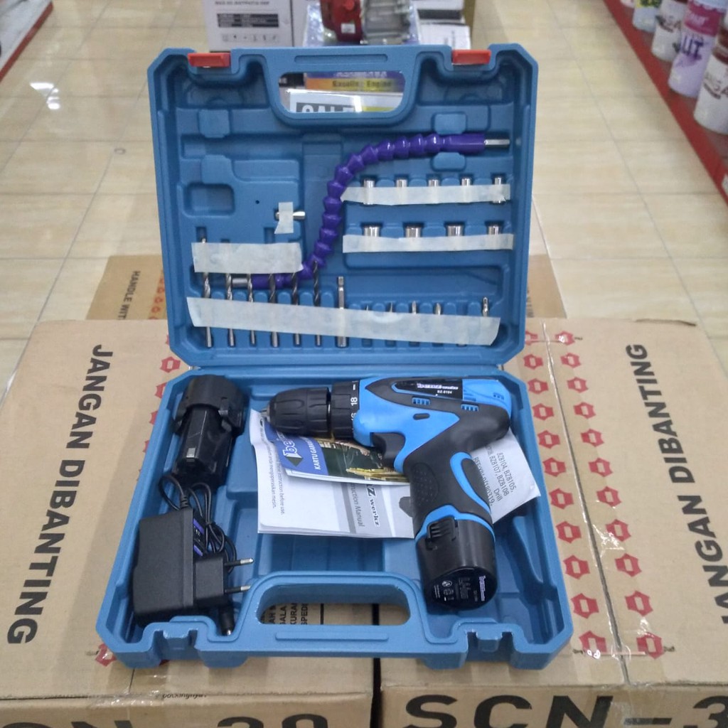 Benz Mesin Bor Baterai Cordless Drill 10MM 12V +  24Pcs BZ-8104