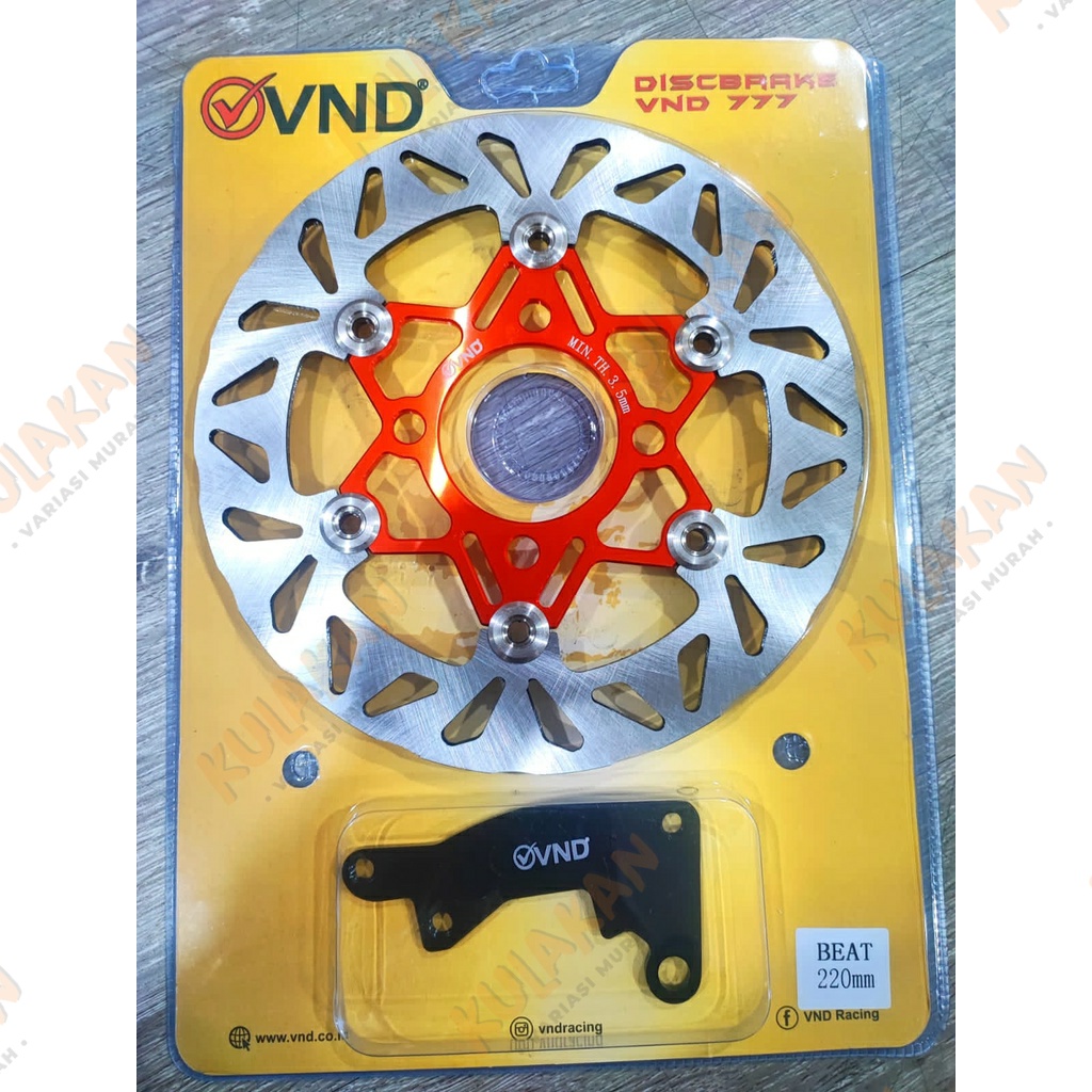 VND Piringan Cakram Disc Brake Model PSM Diameter 220mm Floating Vario Beat Scoopy FI ESP Dapat Braket Cakram Depan Floating Kembang