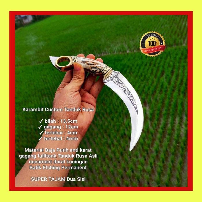Pisau Seset Kulit - Pisau Seset Kerambit Costum Tanduk Rusa Super Tajam - Vivistecolection