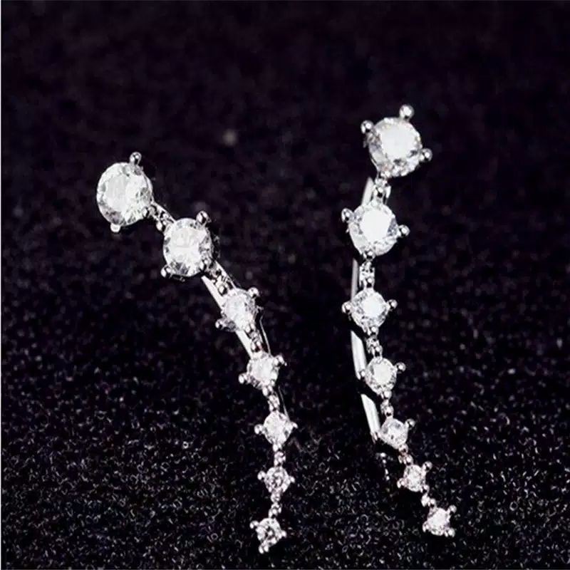 FerenHongXia 1 pasang anting pejantan korea baru chic lady wanita kristal anting ear hook