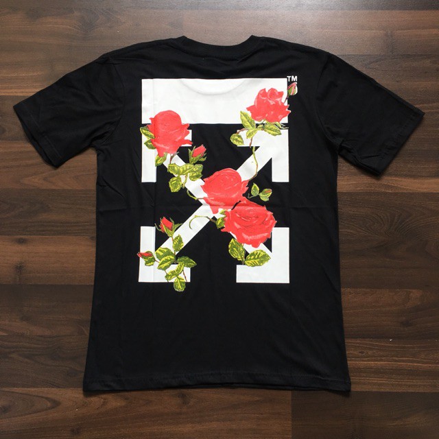 KAOS OFF WHITE ROSE HITAM PREMIUM SKD KAOS OBRAL LAKI KS