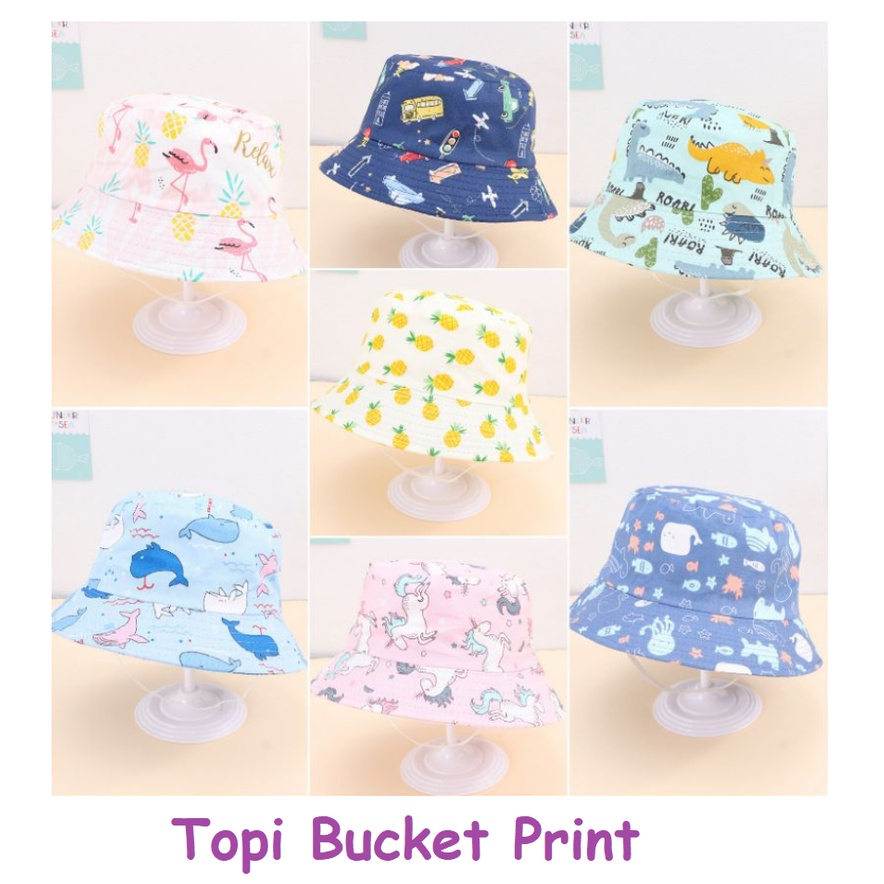 Topi Bucket Anak 1-4 tahun dengan Tali Karet bucket fisherman hat baby CBKS VC