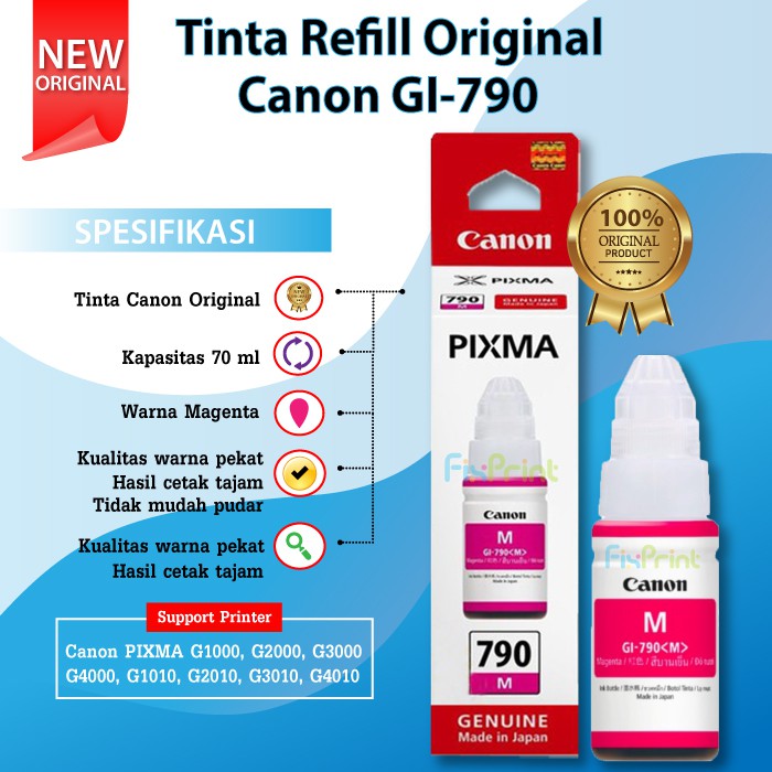 Tinta Printer Canon Original GI-790 G1000 G2000 G3000