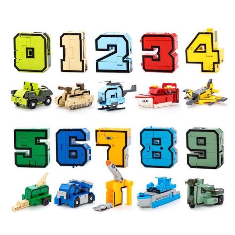 Emco satuan mainan TRANSFORMERS POCKET MORPHER MORPHERS NUMBER SET 0 1 2 3 4 5 6 7 8 9 - SATUAN ROBO