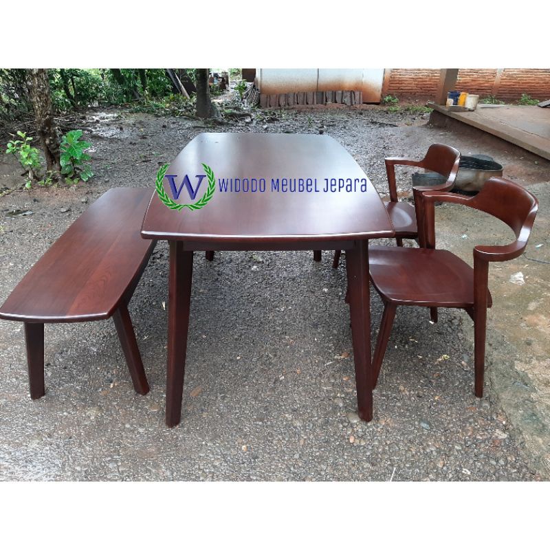 Meja makan set retro dapur minimalis jati