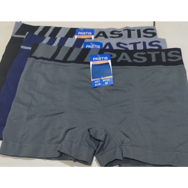 [3 pcs] Pastis Celana Boxer Pria Dewasa| Bahan Rajut Tanpa Jahitan|Boxer Pastis 9033
