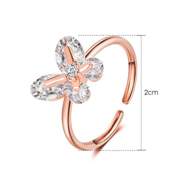 cincin kupu-kupu crystal butterfly ring jci084 (3E3)