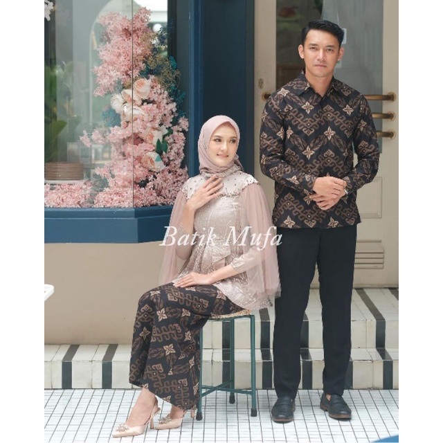 Set kebaya couple VANILA Brown Kebaya terbaru eksklusif kebaya wisuda viral kebaya modern kebaya tunangan lamaran