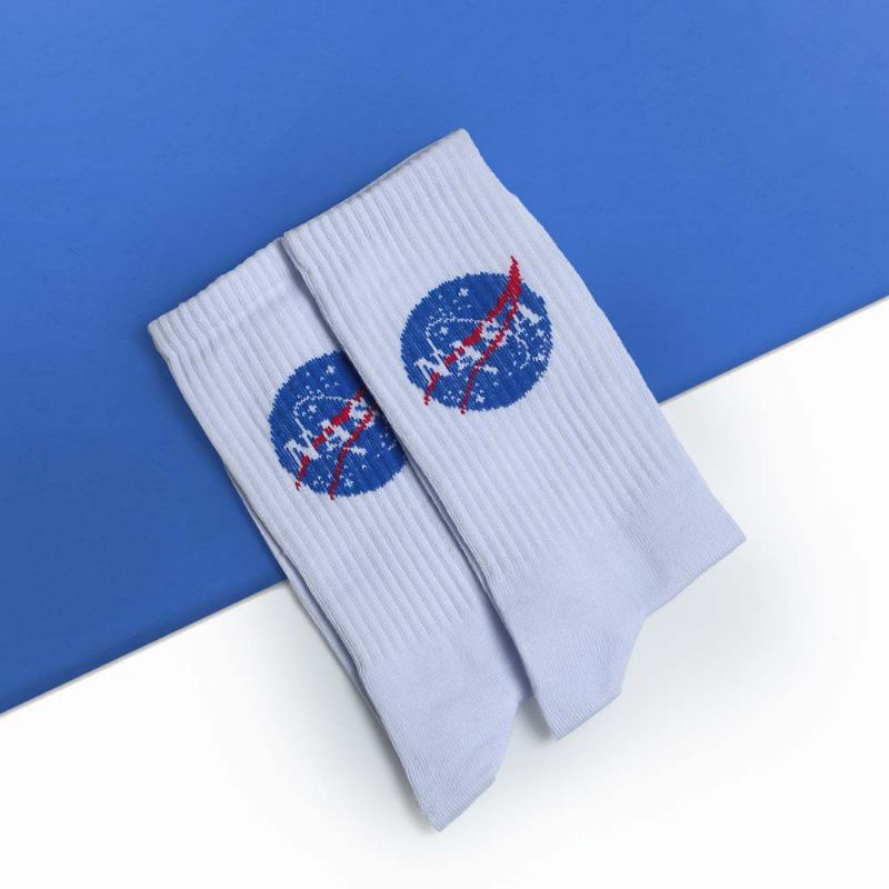 Kaos Kaki Unisex Pria Wanita Sebetis Spandex NASA - Putih