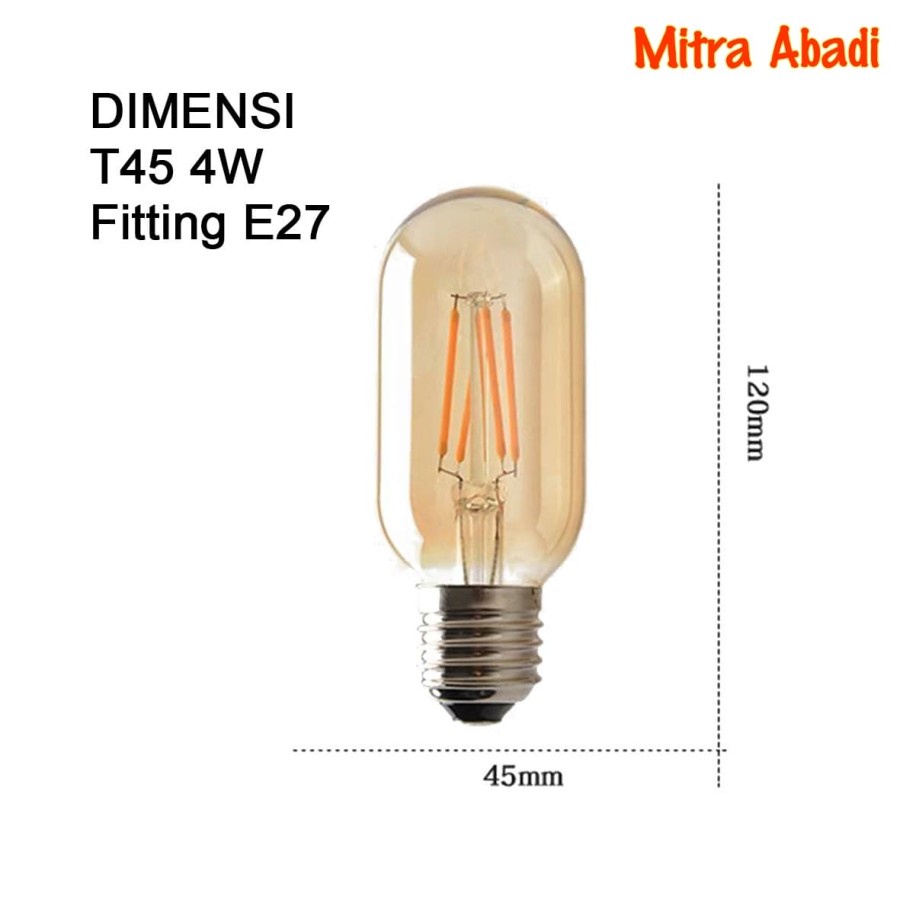 Lampu Bulb LED Edison Retro Vintage T45 4 Watt / 4W Fitting E27