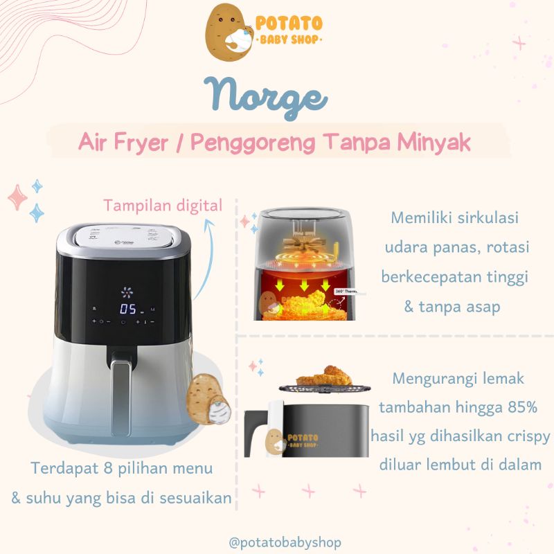 Norge Air Fryer 2,5L - Penggoreng Tanpa Minyak