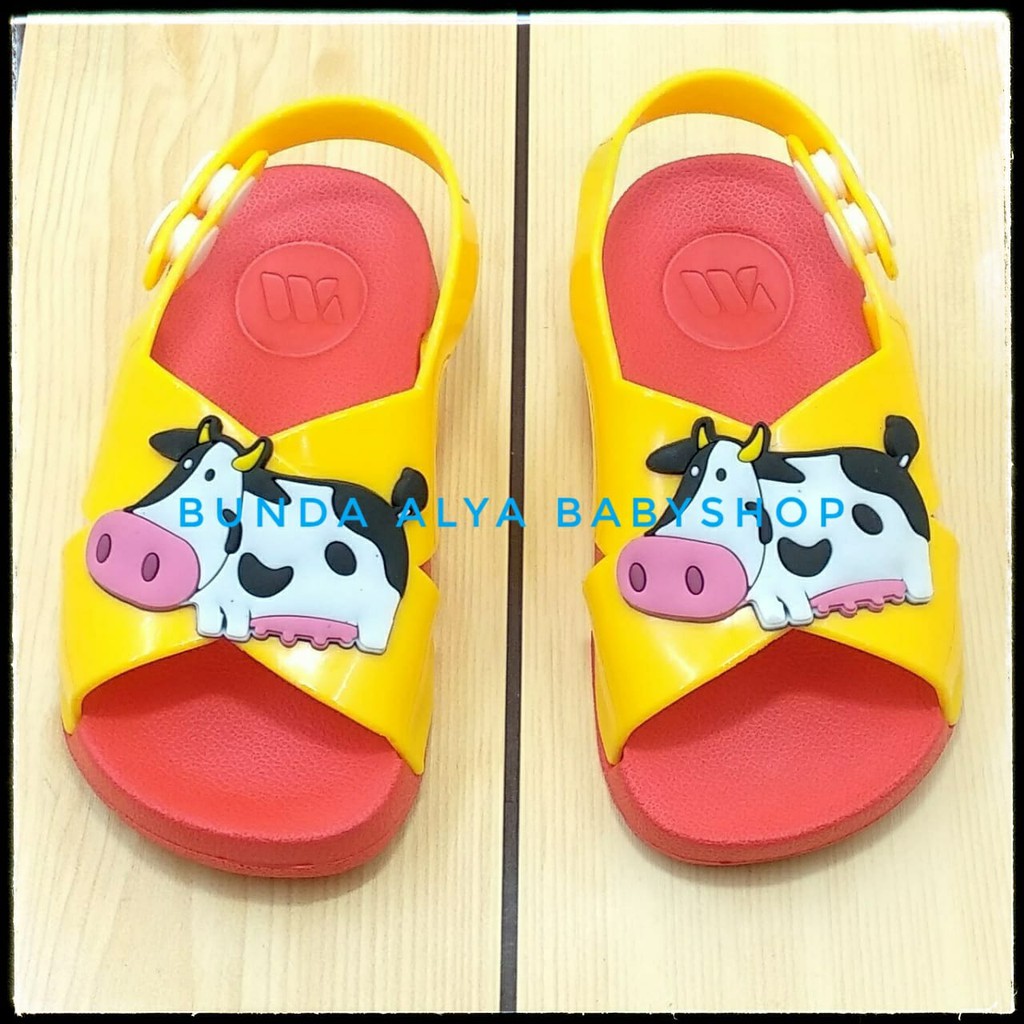 Sandal Anak Laki Karet Lentur 6 Bulan 1 Tahun MERAH COW - Sandal Anak Karet Anti Licin Tali Silang Size 18 -23