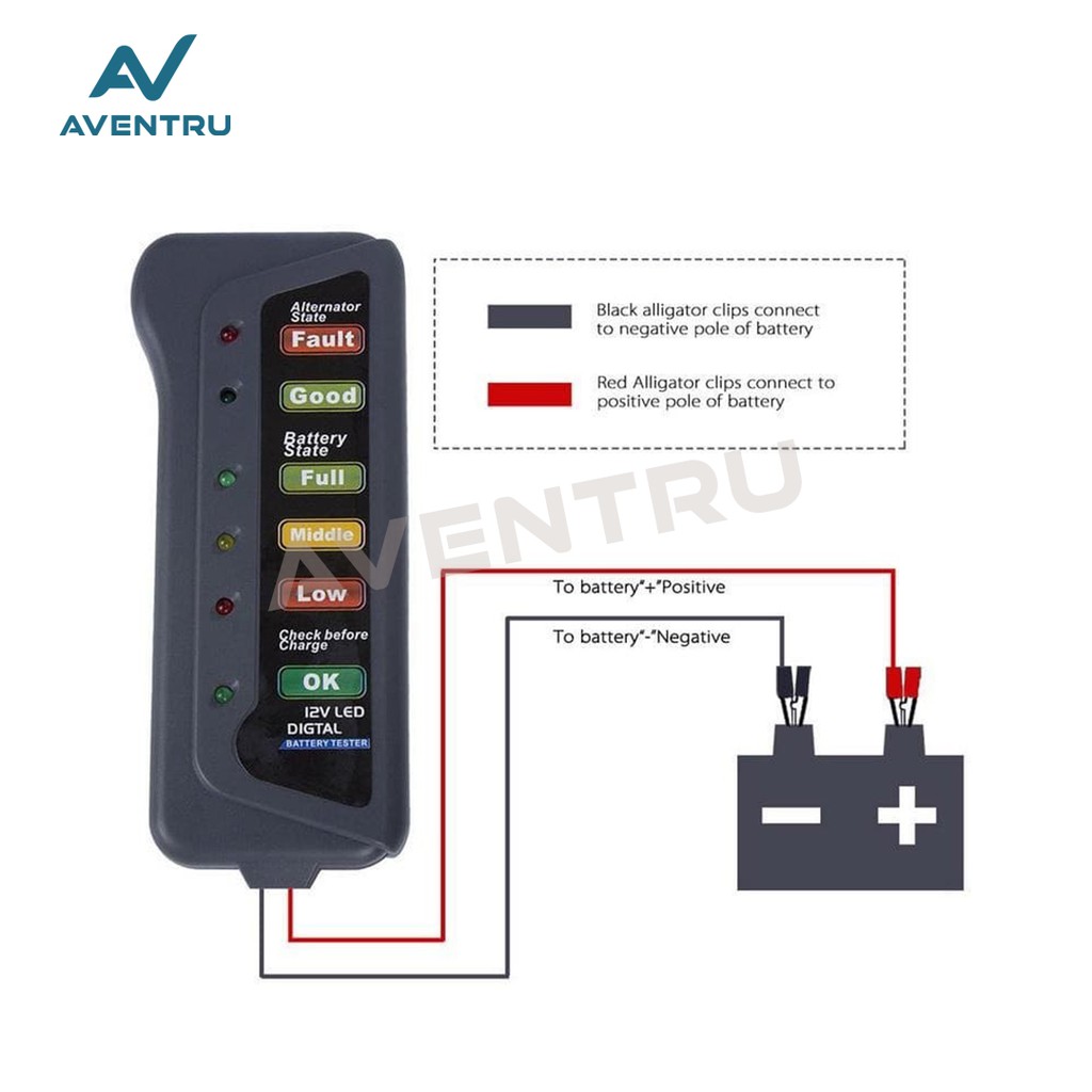 12V Car Battery Tester Digital 6 LED Display Dinamo Aki Motor Mobil