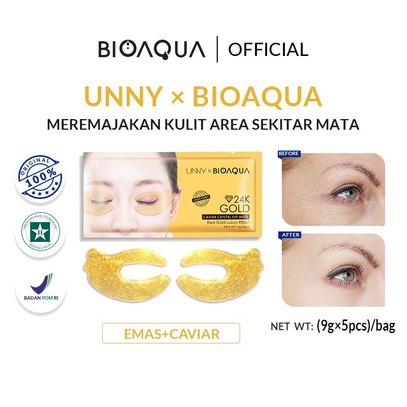 UNNY ×BIOAQUA 24K Gold Caviar Crystal Eye Mask masker mata panda cerah