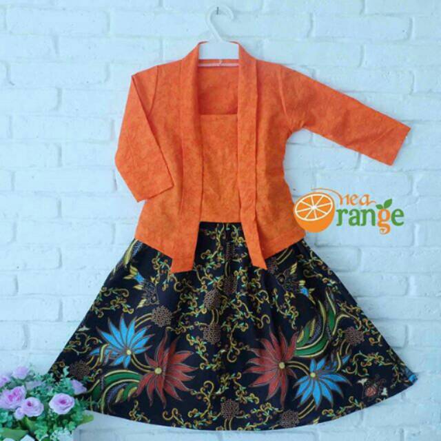 Kebaya anak kutu baru warna orange nea orange