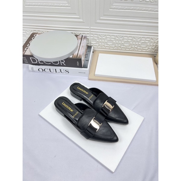 Sendal flatshoes wanita terbaru kekinian bahan dove 2 cm LOUISDEAR B85