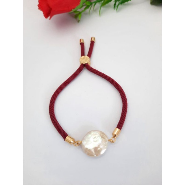 GELANG TALI MUTIARA BAROQUE ASLI LOMBOK