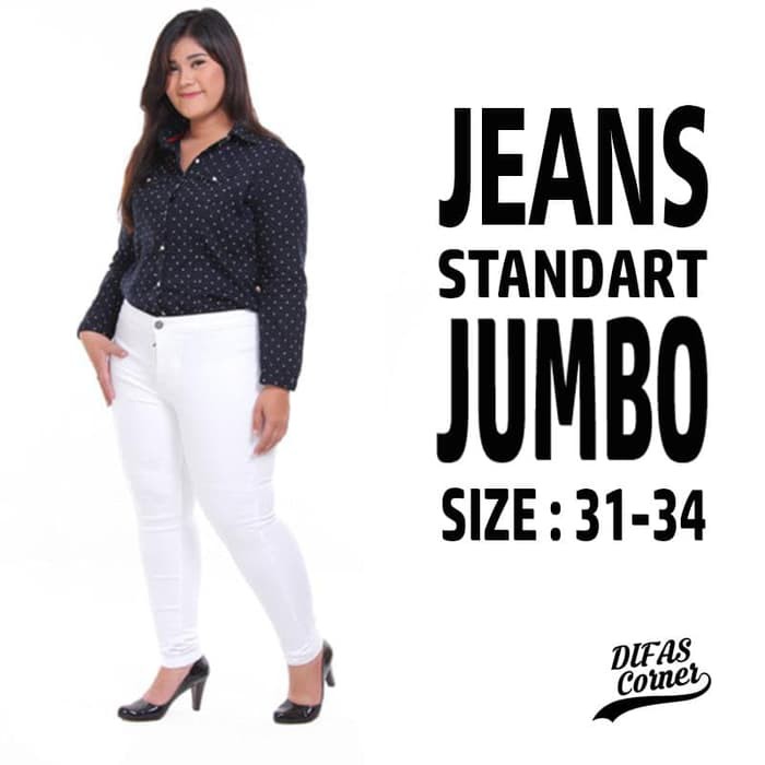 Celana Jeans Wanita Putih Jumbo
