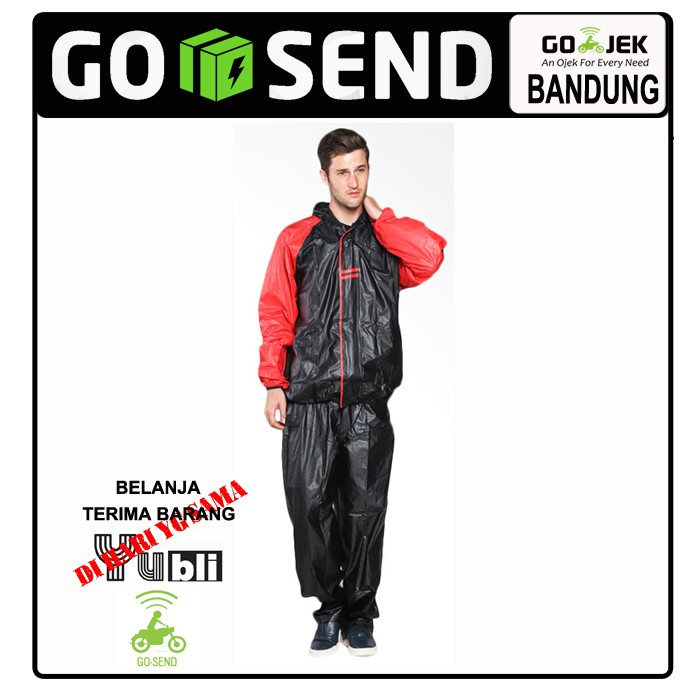 Jas Hujan Mezzo Hitam Merah - Mezzo Raincoat