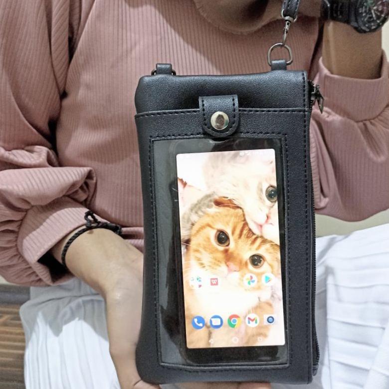 [Art. 9330] Tas HP Transparan Layar Sentuh Tas HP Wanita Dompet HP Tas HP Mika Sling phone Pouch HP 