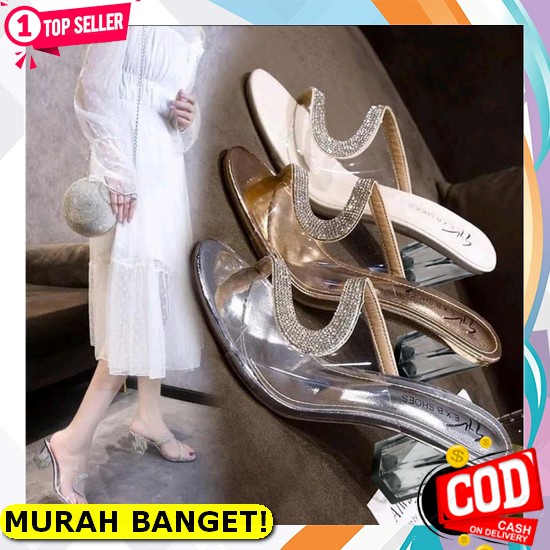 Sepatu Hak Tahu Putih Morena White High Heels Chunky Rendah Heel Wanita Korea Promo 12.12 Us 105 Hai